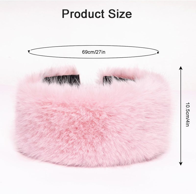 Gvhntk Faux Fur Headband for Women with Elastic Fuzzy Fur Hat Winter Earwarmer Earmuff Furry Headwrap for Cold Weather Ski - Image 3